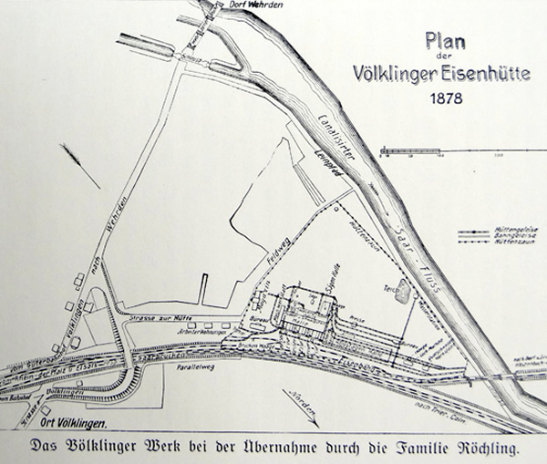 Plan der Völklinger Eisenhütte um 1878